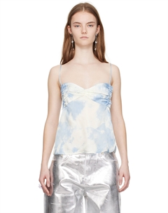 Синяя принтованная кофточка Ganni