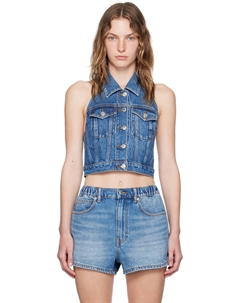 Синий джинсовый жилет с бретелью через шею Alexander wang