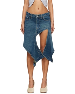 Синяя джинсовая мини-юбка с вырезами Y / project