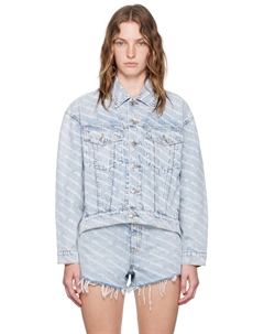 Синяя джинсовая куртка с принтом и логотипом Falling Back Alexander wang