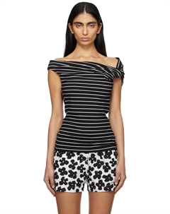 Белая полосатая блузка, черный Msgm