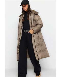 Пуховик Wintermantel, серо-коричневый Trendyol