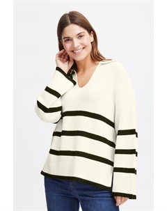 Пуловер Strickpullover FRALLY PU 2 20613264 stylicher Strickpullover mit Kragen, белый Fransa