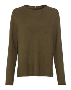 Пуловер Rundhalspullover aus Feinstrick, цвет Dunkel khaki Camel active