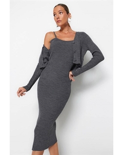Платье до колена Strickkleid, антрацит Trendyol