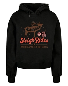 Пуловер Oversized Hoody Reindeer Sleigh Rides Warm Cozy Winter, черный F4nt4stic