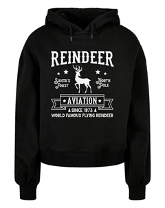 Пуловер Oversized Hoody Reindeer Aviation Retro Weihnachten Sign, черный F4nt4stic