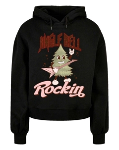 Пуловер Oversized Hoody Jingle Bell Rocking Weihnachten Tree, черный F4nt4stic