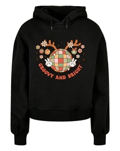 Пуловер Oversized Hoody Groovy And Bright Weihnachten Disco Deer, черный F4nt4stic