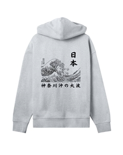 Пуловер Oversized Hoodie Kanagawa Welle Golden Gai, пятнистый серый F4nt4stic