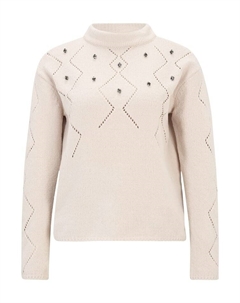 Пуловер Strickpullover mit Schmucksteinen, бежевый Betty barclay