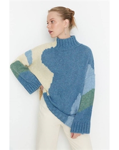 Пуловер Pullover un Blau/ Beige Trendyol