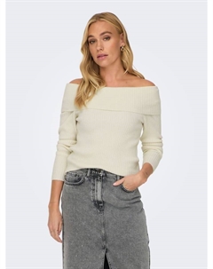 Пуловер Weicher Strickpullover Schulterfrei Bequem Warm, кремовый Only