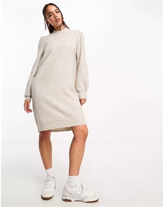 Вязаное мини-платье-джемпер с объемными рукавами Jdy