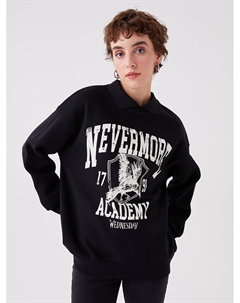 Женская толстовка большого размера с длинным рукавом и воротником рубашки с принтом в среду Xside