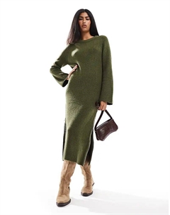 Макси-платье с молнией оливкового цвета Miss selfridge