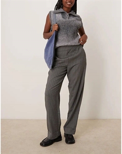 Широкие брюки в тонкую светло-серую полоску Jdy