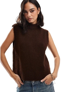 Пушистый вязаный джемпер шоколадно-коричневого цвета Asos design