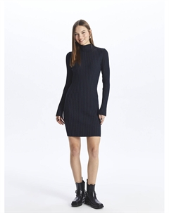 Прямое женское платье с высоким воротником и длинными рукавами Xside