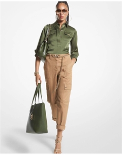 Атласная женская рубашка с длинным рукавом, зеленый Michael michael kors