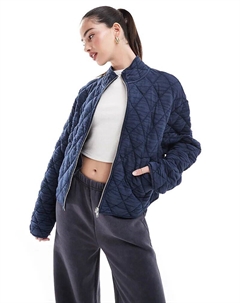 Стеганая куртка на молнии в выстиранном синем цвете Asos design