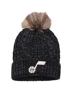 Женская черная вязаная шапка с манжетами и помпоном '47 Utah Jazz Meeko Unbranded