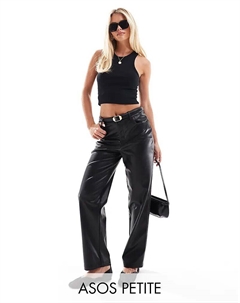 Прямые брюки из искусственной кожи черного цвета Asos