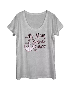 Розовая футболка с овальным вырезом и графическим рисунком с логотипом Rebel для юниоров «Моя мама управляет галактикой» Licensed character
