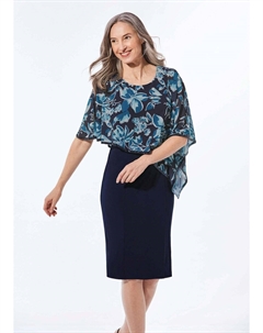 Платье, цвет marine/mykonosblau/geblümt Goldner