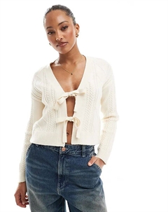 Кардиган с завязками спереди, кремового цвета Only