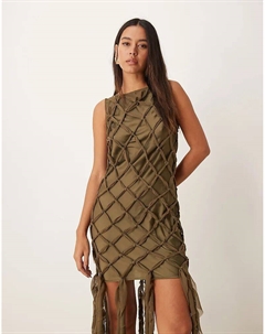 Мини-платье из шифона с узелками оливкового цвета Asos design