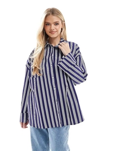 Рубашка свободного покроя из поплина в синюю полоску Asos design
