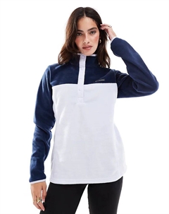 Флисовый пуловер Benton Springs II с застежкой на кнопки в темно-синем и снежном цветах Columbia