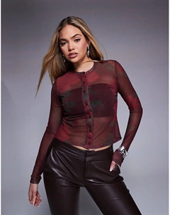 Сетчатый кардиган с пуговицами и цветочным принтом Asos design