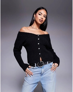 Джемпер с открытыми плечами черного цвета Asos design