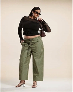 Брюки-бочонки с декоративными швами цвета хаки Asos design