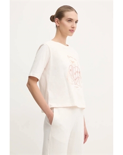 Хлопковая футболка со стразами, розовый Guess