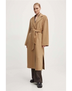 Шерстяное плащ Райт - Double Faced Wool, коричневый Day birger et mikkelsen