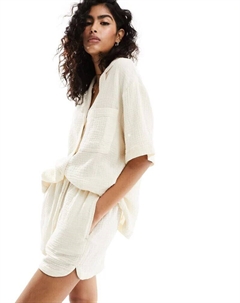 Шорты для бега из плотного хлопкового плетения цвета экрю Asos