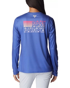 Женская рубашка с длинным рукавом Tidal PFG Fish Flag, фиолетовый Columbia