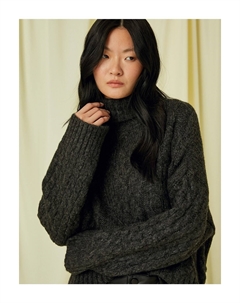 Укороченный свитер с высоким воротником, вязаный, с длинными рукавами, серый Koton