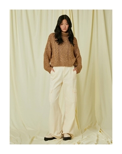 Укороченный свитер с высоким воротником, вязаный, с длинными рукавами, бежевый Koton