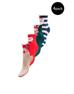 Носки женские новогодние 4 пары, мультиколор Only