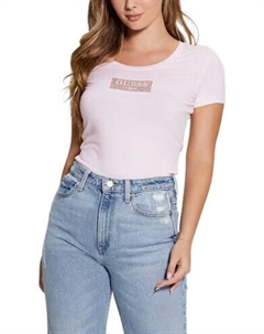 Футболка женская со стразами, розовый Guess
