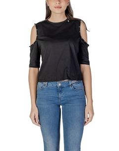 Топ женский с декорированными рукавами, черный Liu jo