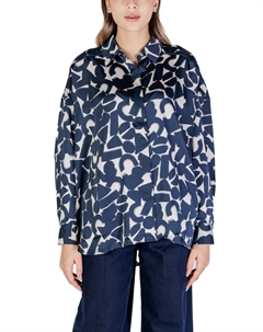 Рубашка с геометрическим рисунком, синий Ichi