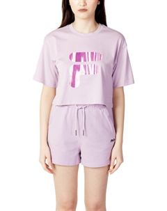 Футболка женская короткая с принтом, сиреневый Fila