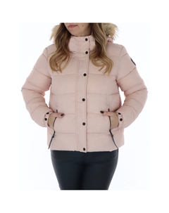 Куртка Superdry с меховым капюшоном, розовый