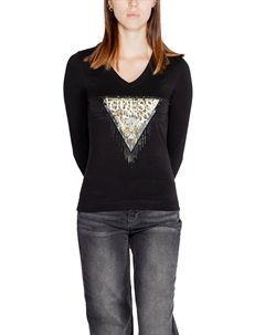 Лонгслив женский со стразами, черный Guess