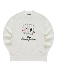 Свитер sport graphic sweater 'white black', белый Fila